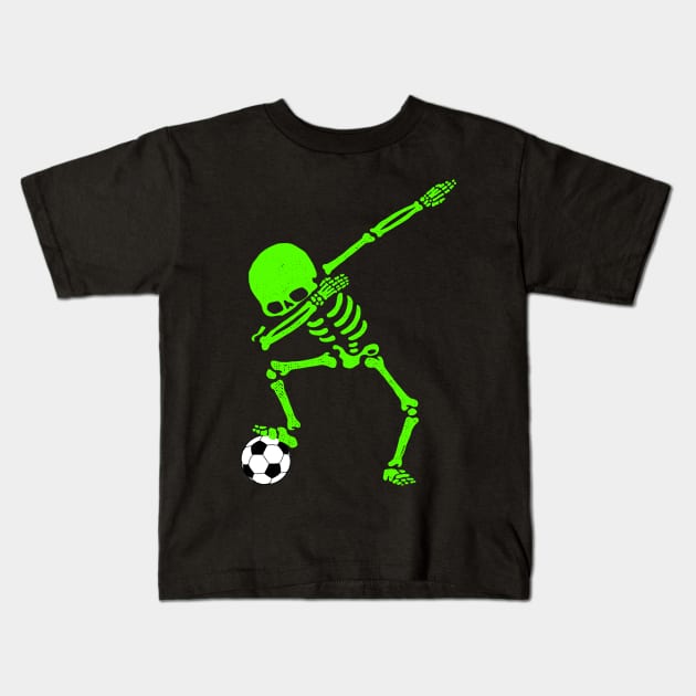 Halloween Dabbing Skeleton Soccer Shirt Dab Pose Soccer Ball Kids T-Shirt by vo_maria